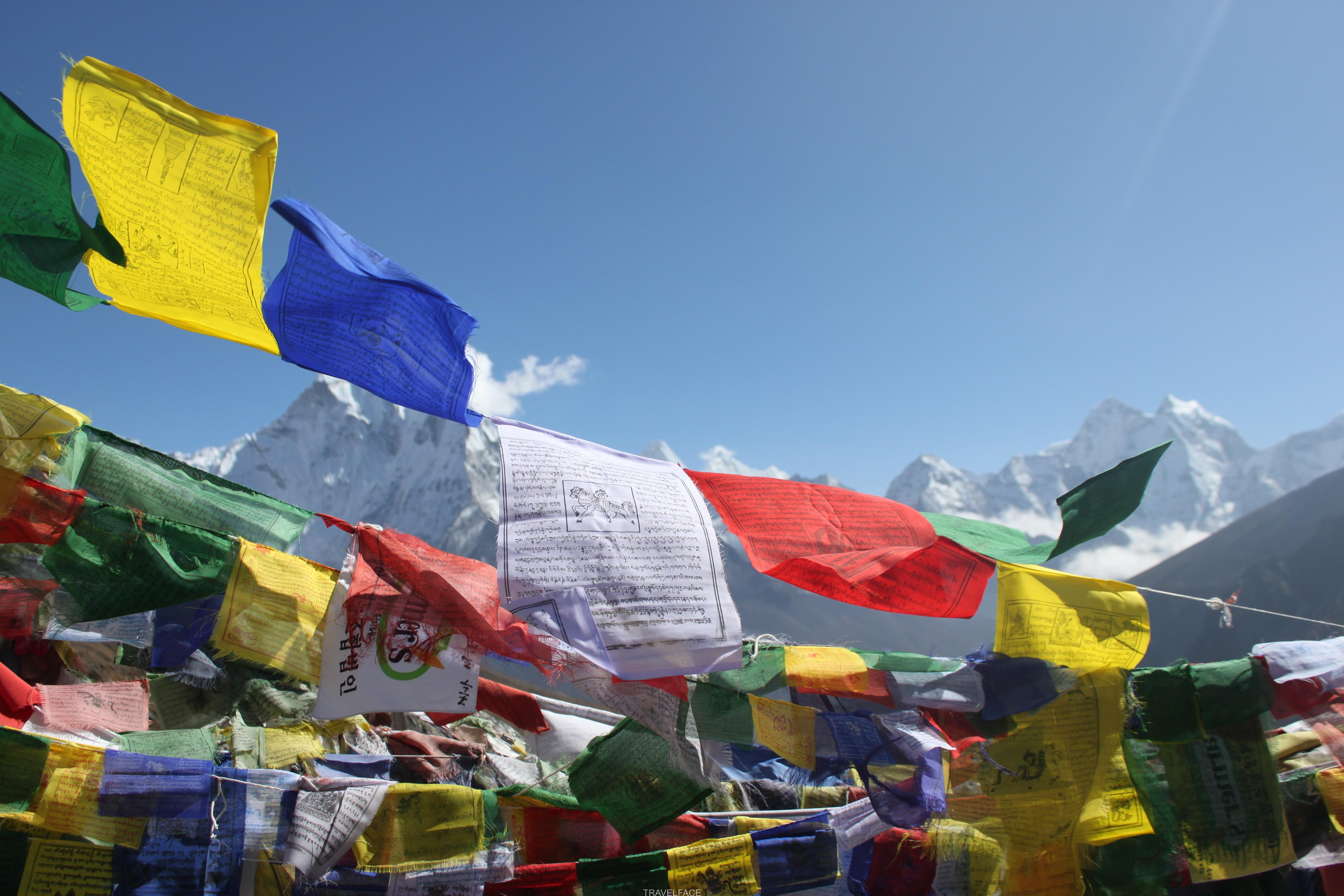 Prayer flags blowing in the wind